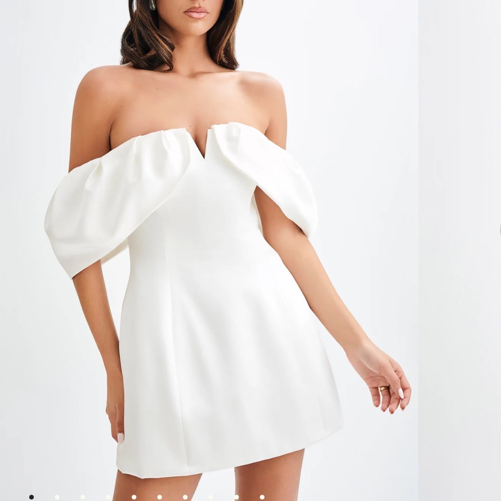 Meshki Off-Shoulder White Mini Dress